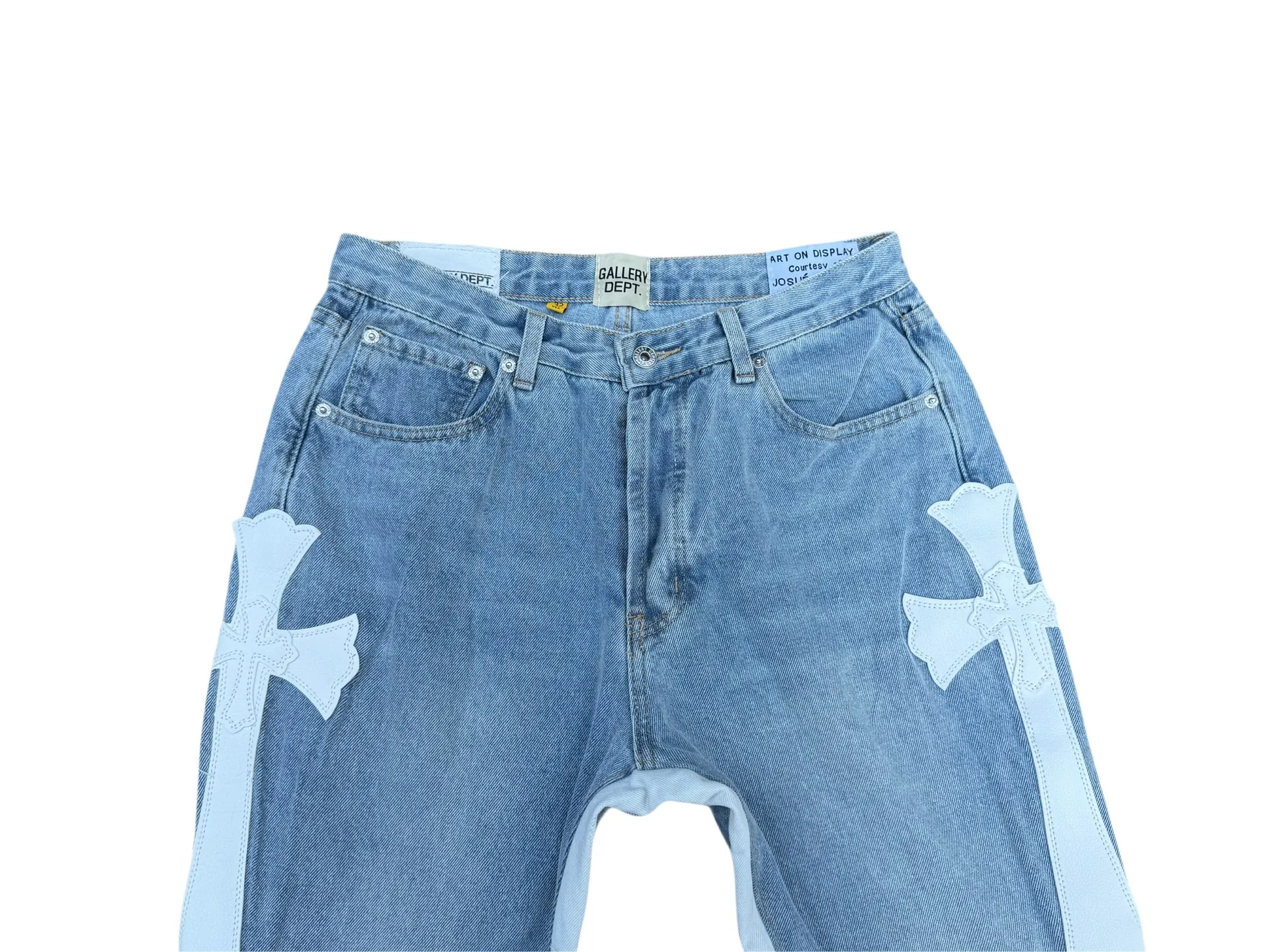 -Size upper body P290💰G296 GALLERY DEPT. Cropped leather stitched cross loose washed flared jeans Size: S-XXL (corresponding to 28 30 32 34 36)